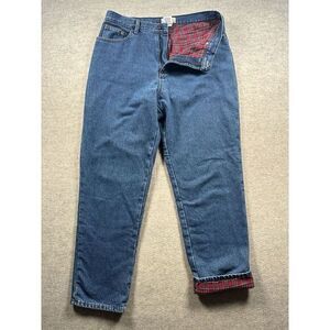 Vintage L.L. Bean Jeans Women's 16 M/T Blue Double L Relaxed Fit Flannel Linning